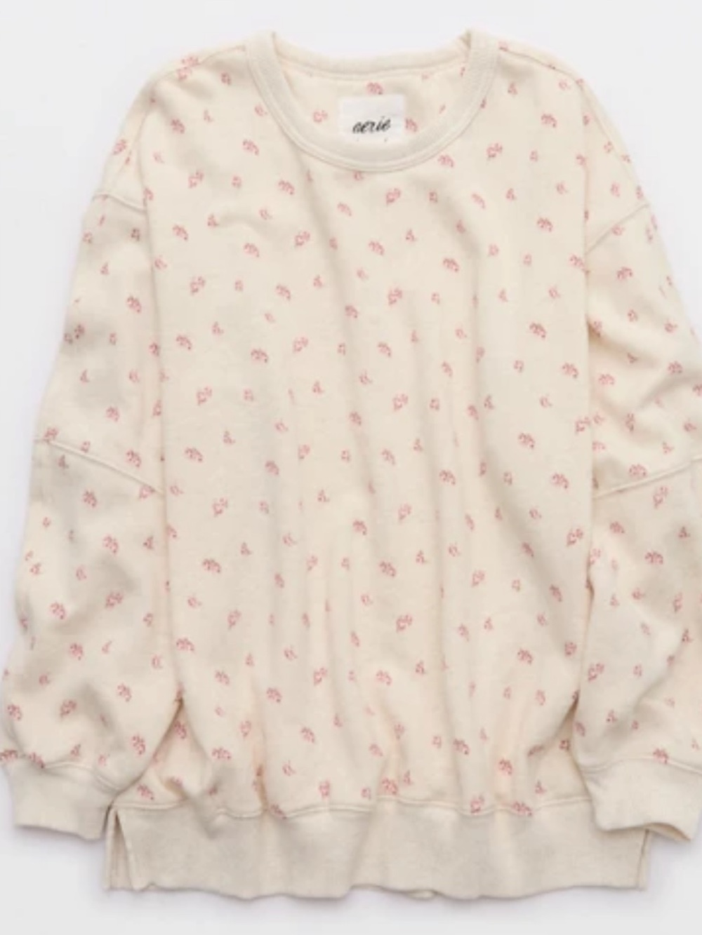 Aerie Tres Chic Sweatshirt Cream Floral-Print